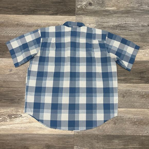Orvis Plaid Blue Mens XXL Short Sleeve Woven Chest‎ Pocket Button Fishing Shirt - Picture 3 of 9